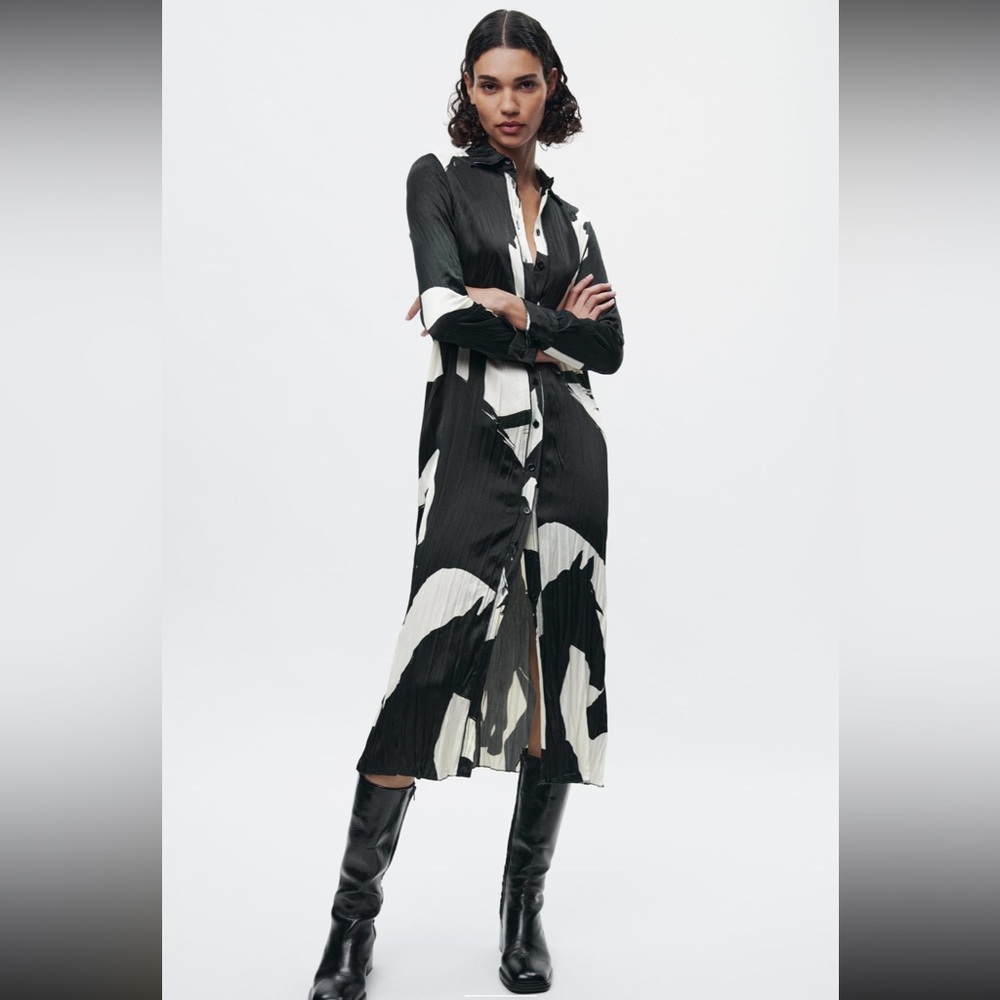 Zara Black and White Midi Dress